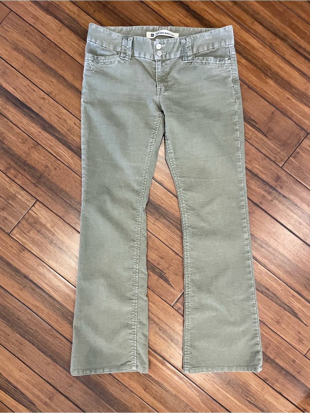 Y2K GAP low rise bootcut Olive Green embroidered corduroys 8